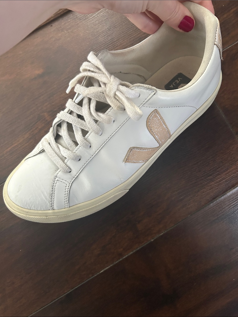 Veja Unisex White Sneakers with Beige Soles